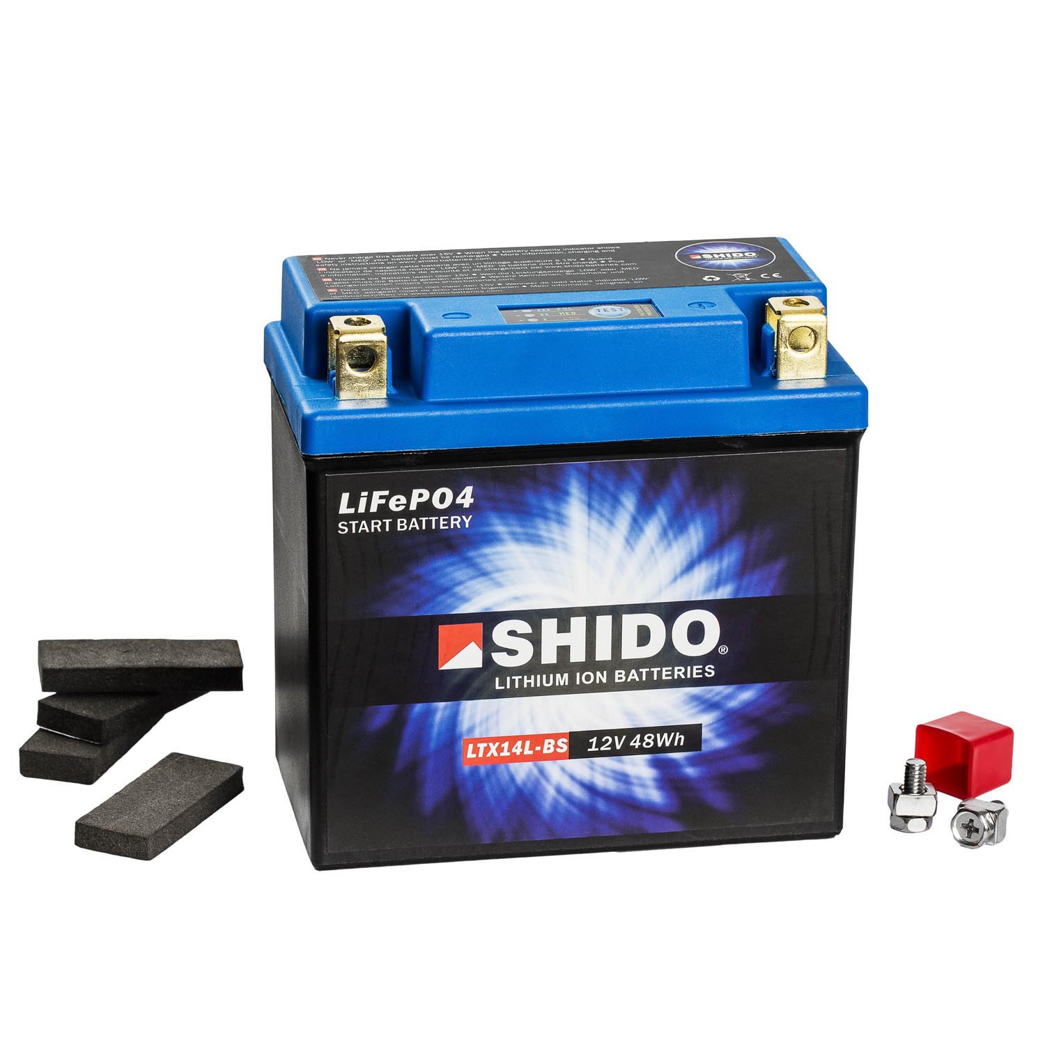 Shido Lithium Motorradbatterie LiFePO4 LTX14L-BS 12V