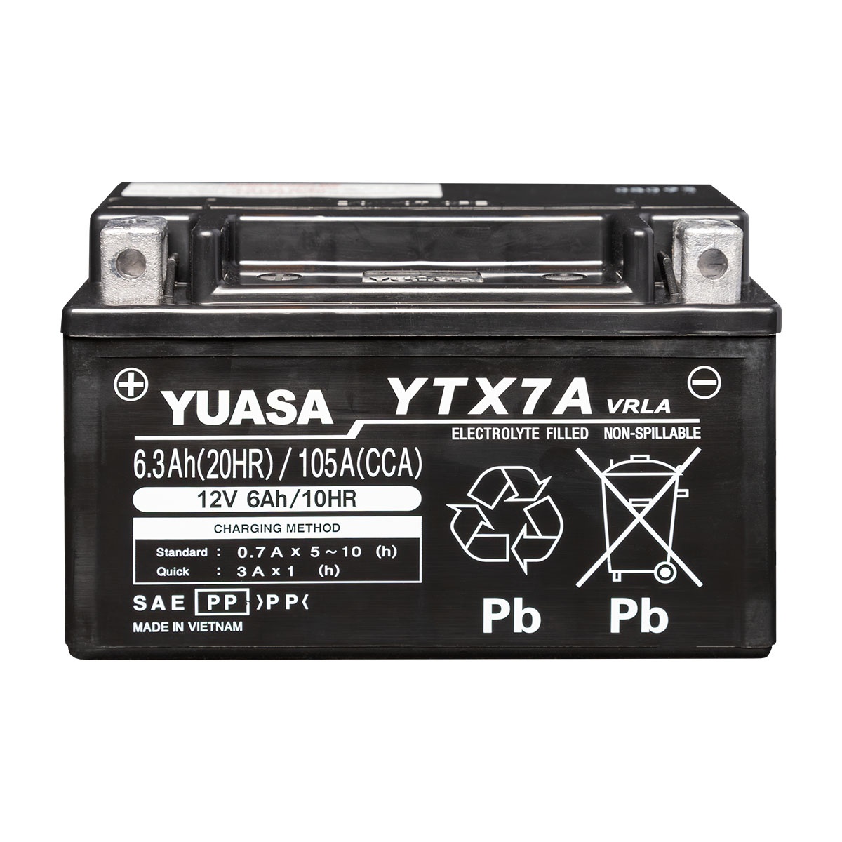 Yuasa YTX7A AGM 12V 6Ah Motorradbatterie