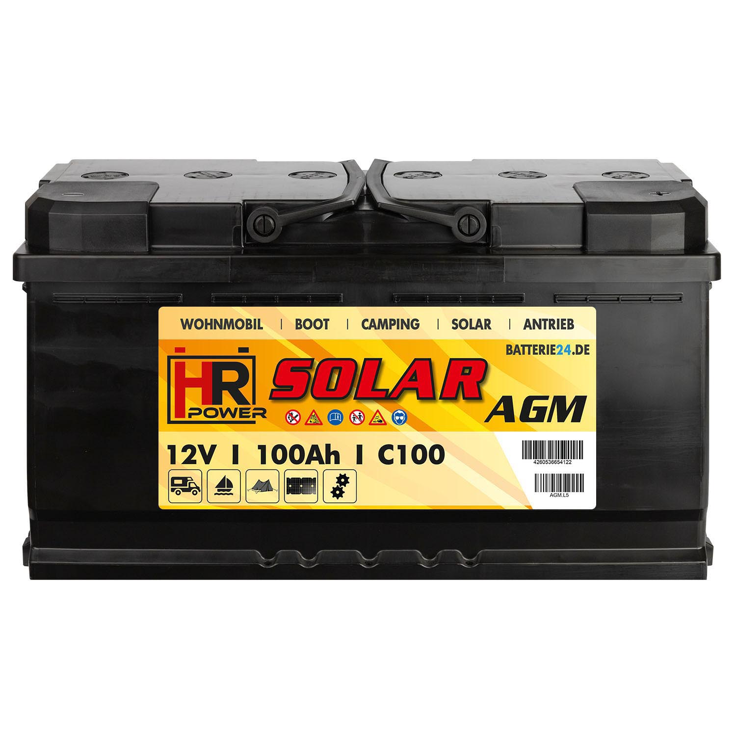 HR Solar AGM 12V 100Ah Versorgungsbatterie