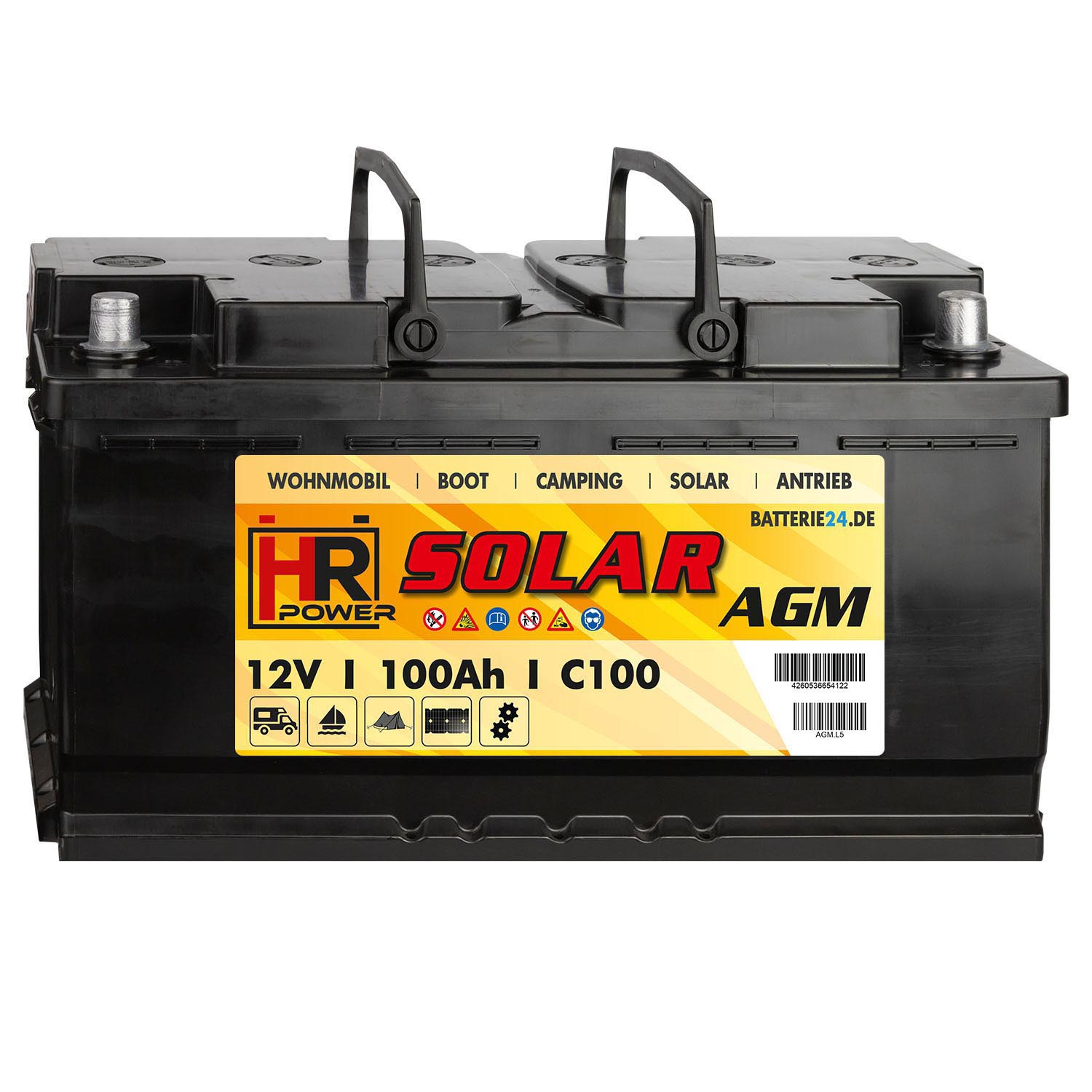 HR Solar AGM 12V 100Ah Versorgungsbatterie