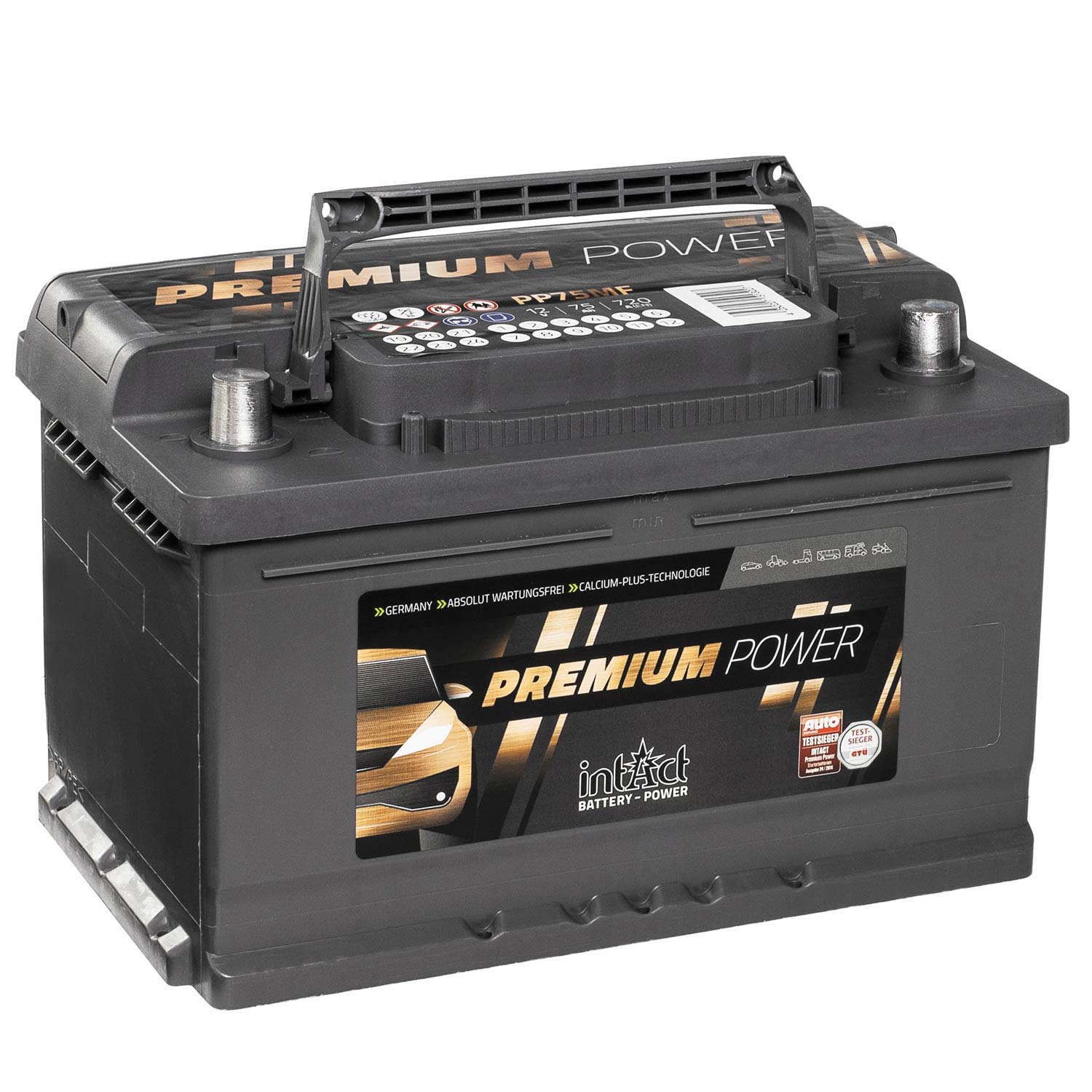 intAct Premium Power PP75MF Autobatterie 12V 75Ah